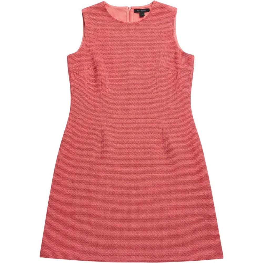 St John Coral Pink Textured Knit Sleeveless Shift Dress Size 8 Cotton Silk Blend